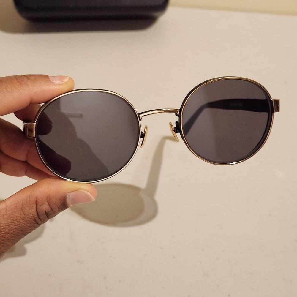 Westward Leaning Eclipse 3 Oval Black Frame Gold Rim Designer Luxury Sunglasses - Picture 9 of 10